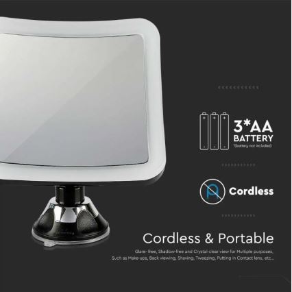 Espejo cosmético LED LED/3,2W/4,5V 3xAA IP44