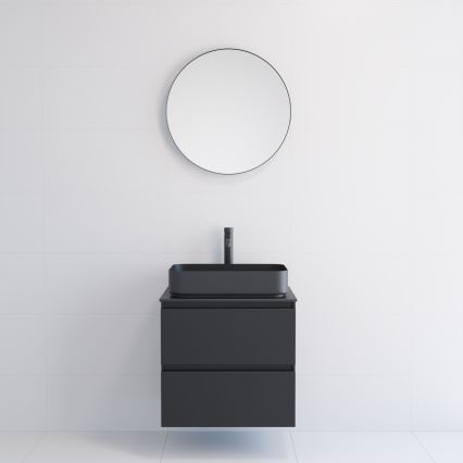 Espejo de baño BORGSTED, diámetro 60 cm, negro