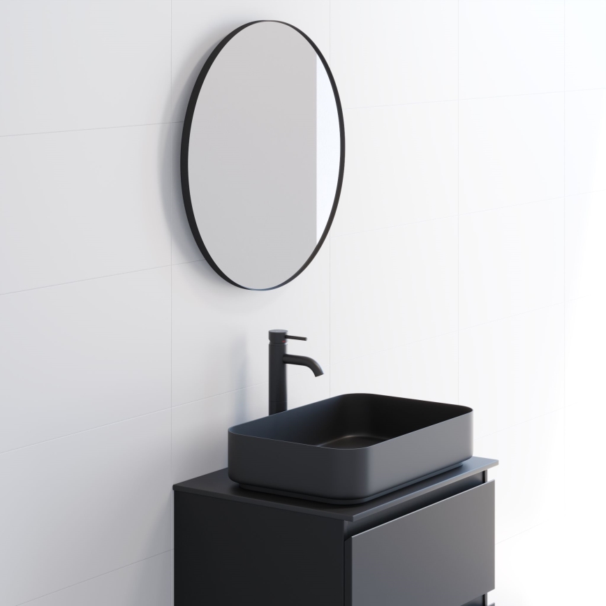 Espejo de baño BORGSTED, diámetro 60 cm, negro
