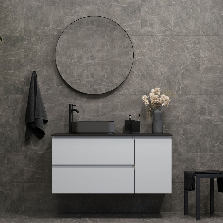 Espejo de baño BORGSTED, Ø 80 cm, negro