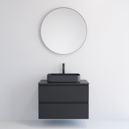 Espejo de baño BORGSTED, Ø 80 cm, negro
