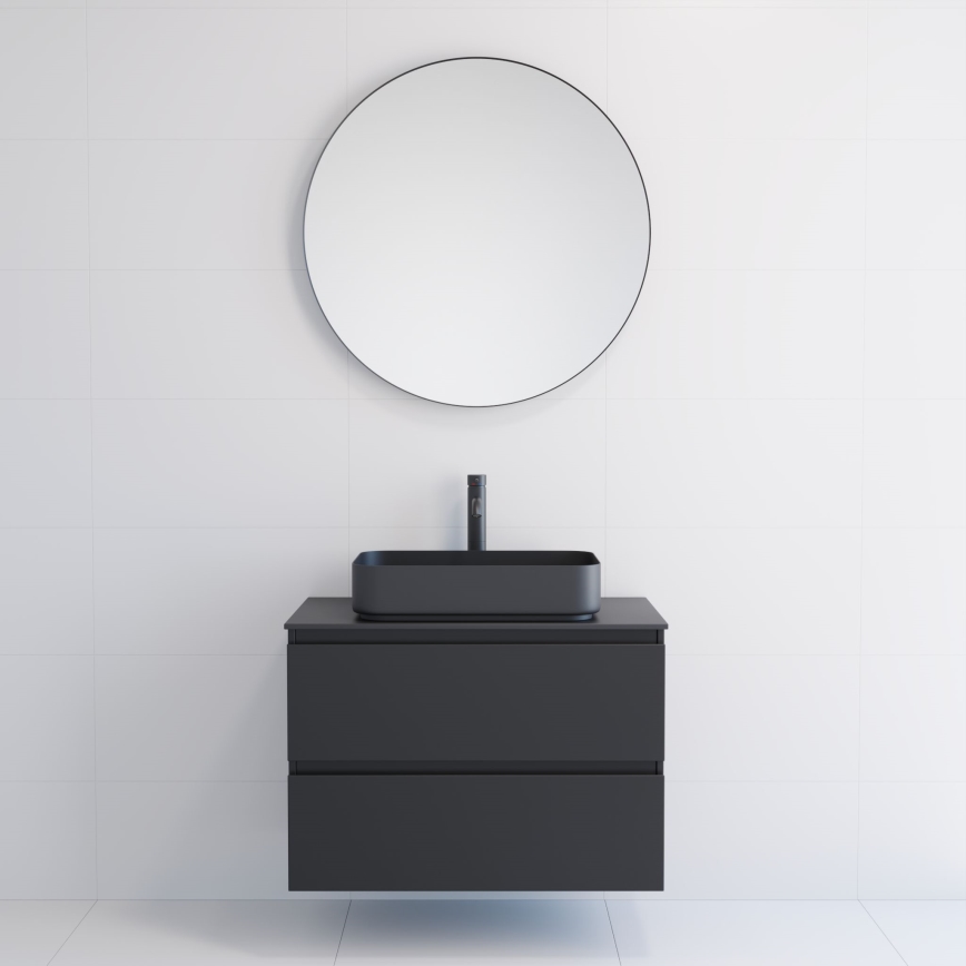 Espejo de baño BORGSTED, Ø 80 cm, negro