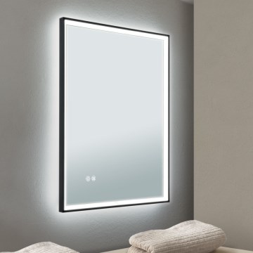 Espejo de pared para baño con calefacción y retroiluminación LED FRAME 48W/230V 3000/4000/6000K 60x45 cm IP44