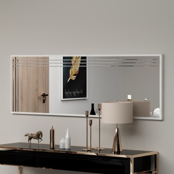 Espejo de pared TRIO 120x40 cm, acabado en cromo brillante