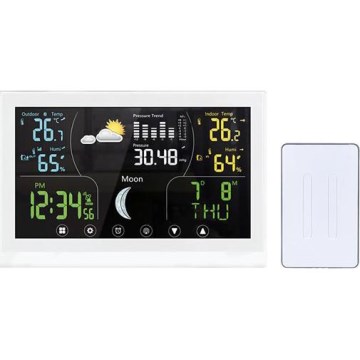 Estación meteorológica con pantalla a color 5V/2xAAA blanca