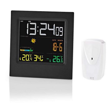 Estacion meteorologica con pantalla LCD a color 230V/3xAAA + 2xAA negro