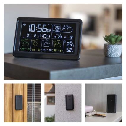 Estación meteorológica con pantalla LCD GoSmart 230V/3xAAA + 2×AAA Wi-Fi Tuya negra