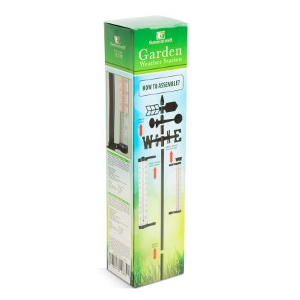 Estación meteorológica de jardín 3 en 1, 145 cm, negra