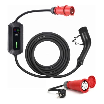 Estaciones de recarga para vehículos eléctricos EV/PHEV AC Type 2 16A/380V 11kW IP55 5m + adaptador 230V 3,7kW + estuche