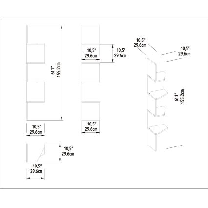 Estante de esquina de pared DESALDO 155,2x29,6 cm blanco
