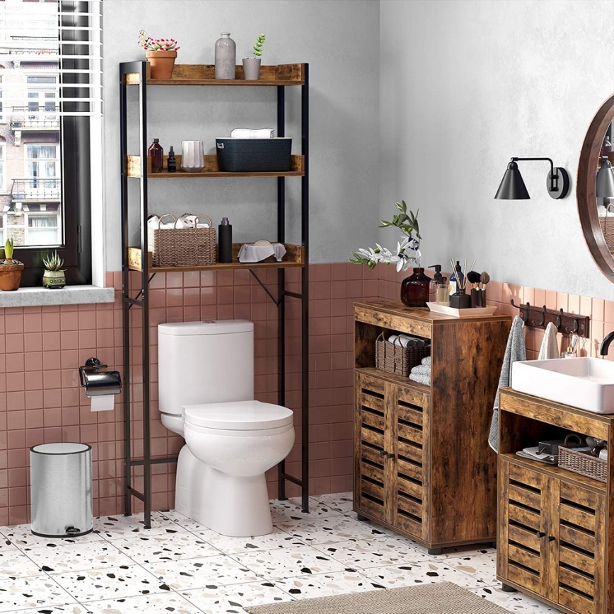 Estantería de baño RENARO marrón/negro