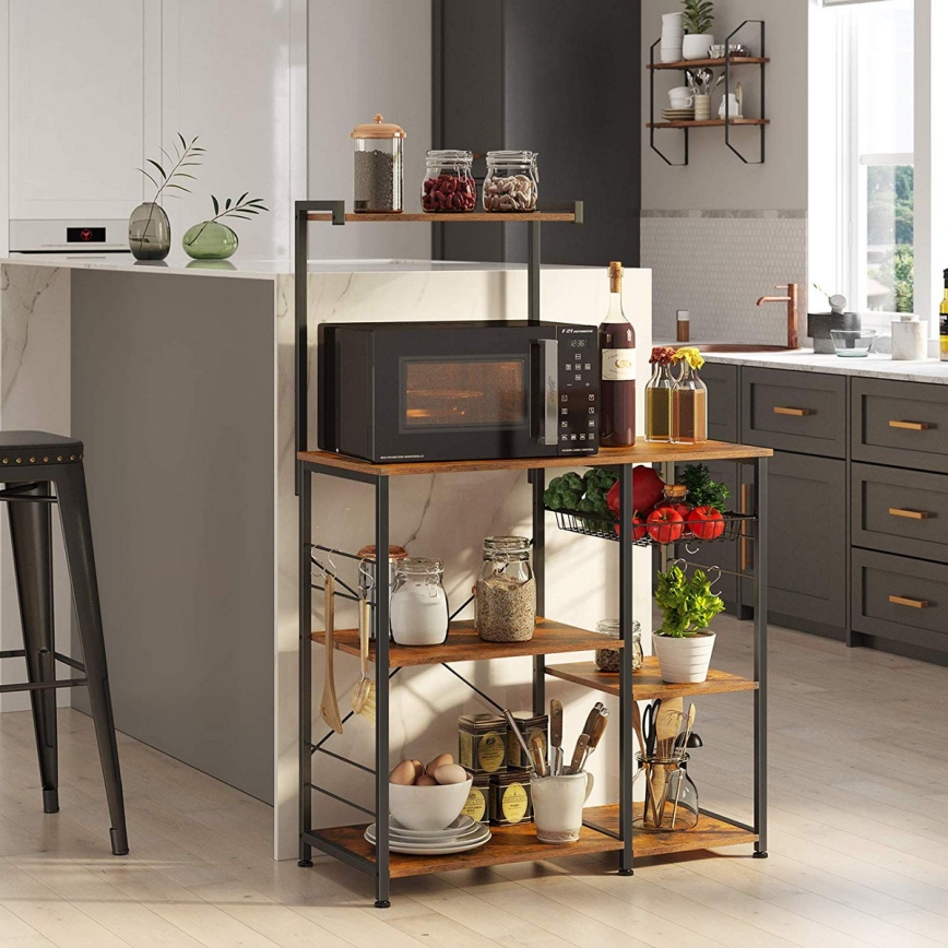 Estantería de cocina MARGE marrón/negro