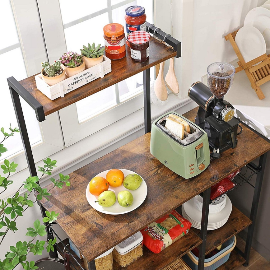 Estantería de cocina MARGE marrón/negro