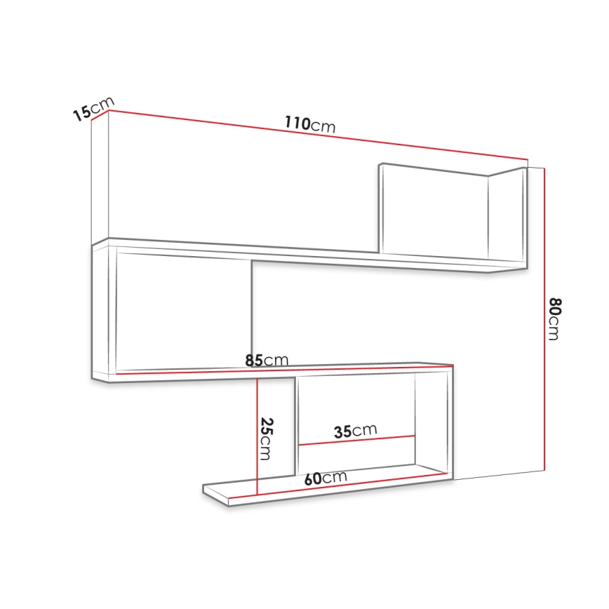 Estantería de pared MANUNIA 110x80x15 cm blanca
