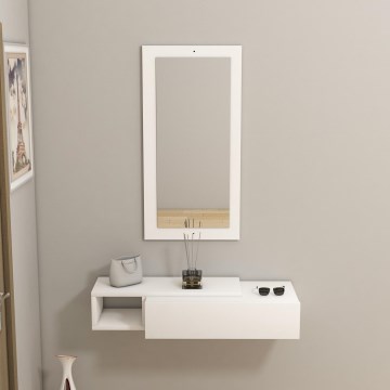 Estantería de pared + pared espejo VIEN blanco