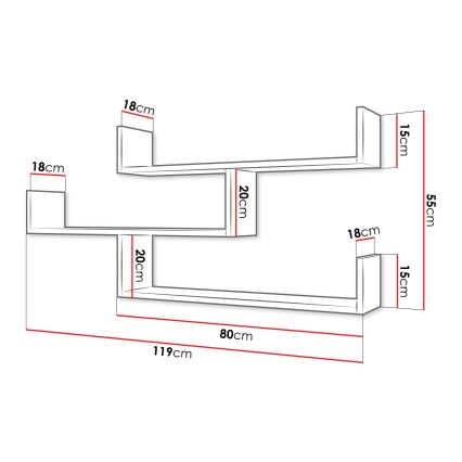 Estantería de pared TRIO 55x119 cm cachemira