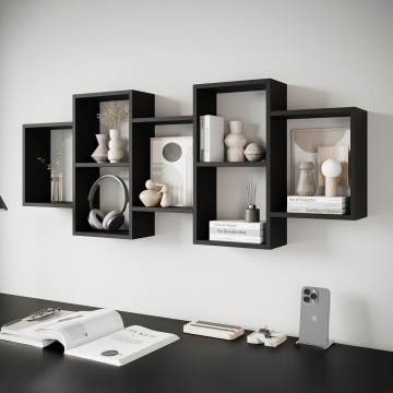 Estantería de pared TRIO 65 x 161 cm negra