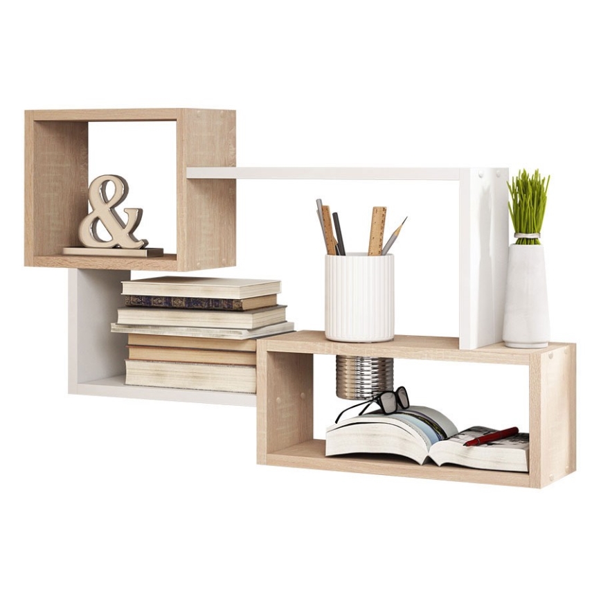 Estantería de pared TRIO 87x54x18 cm roble sonoma/blanco