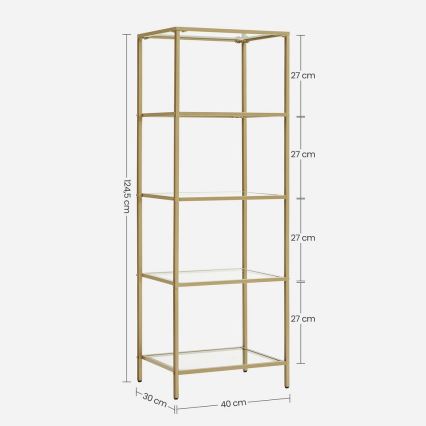 Estantería GLASY 40x125x30 cm dorada