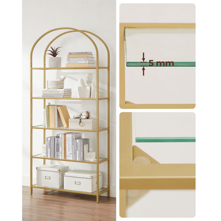 Estantería GLASY 83x184x30 cm dorada