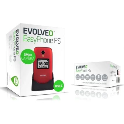 Evolveo - EasyPhone FS teléfono móvil plegable para personas mayores 2.8 rojo