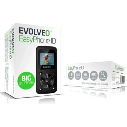 Evolveo - EasyPhone ID móvil para personas mayores negro