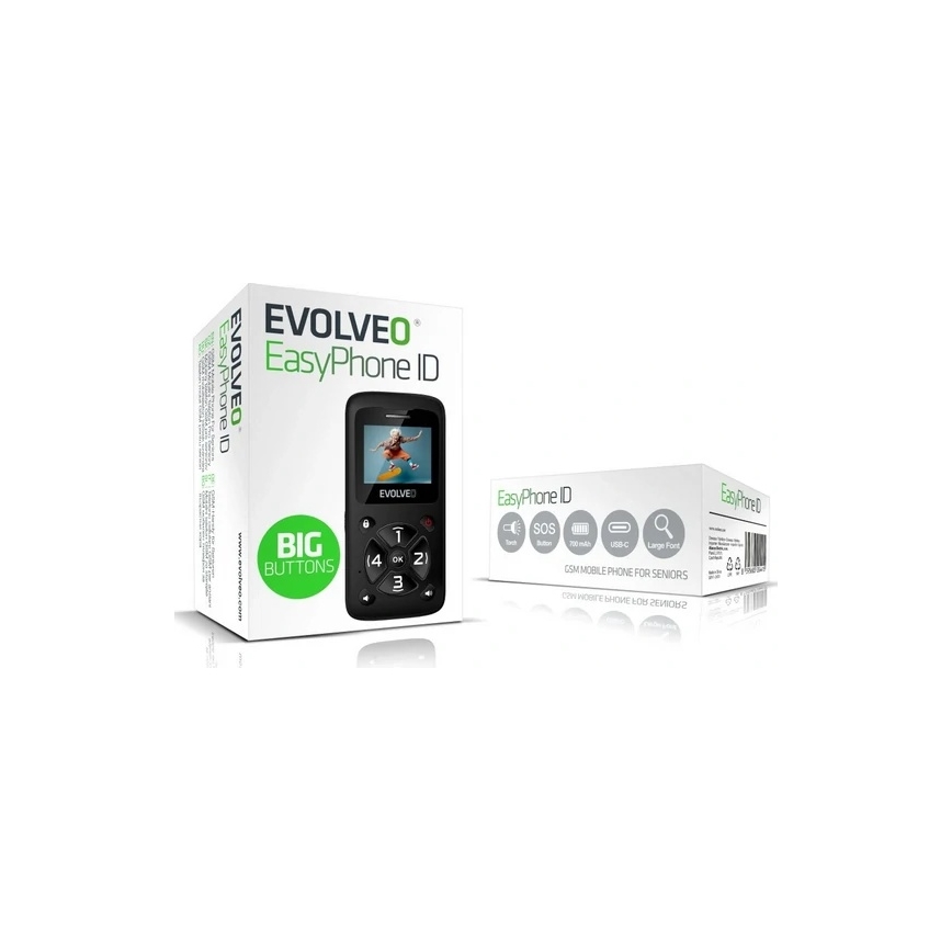 Evolveo - EasyPhone ID móvil para personas mayores negro
