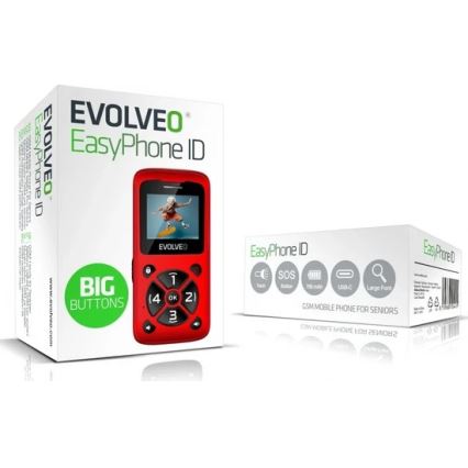 Evolveo - EasyPhone ID teléfono móvil para personas mayores rojo