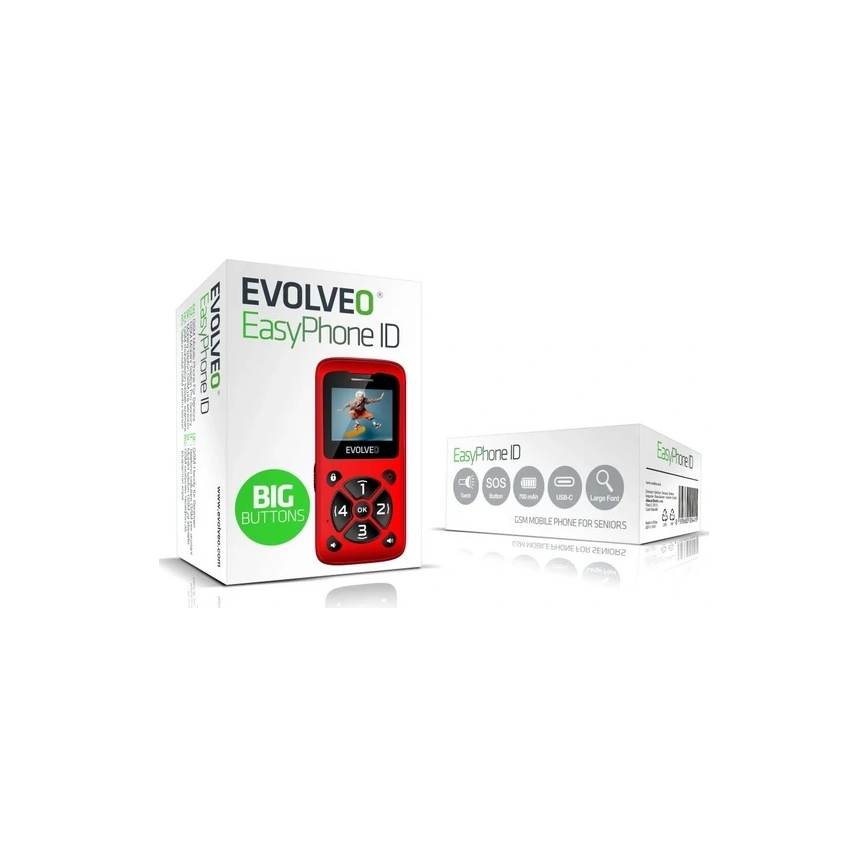 Evolveo - EasyPhone ID teléfono móvil para personas mayores rojo