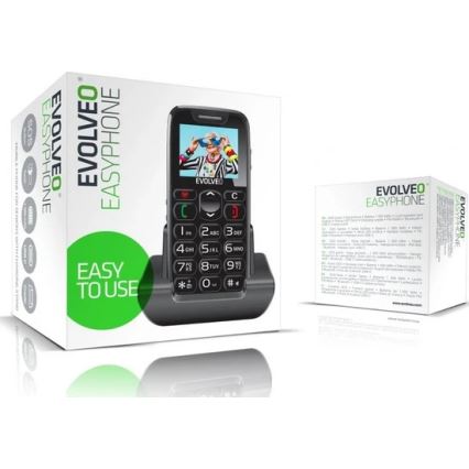 Evolveo - EasyPhone teléfono móvil para personas mayores, negro