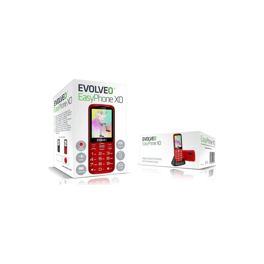 Evolveo - EasyPhone XO teléfono móvil para personas mayores rojo