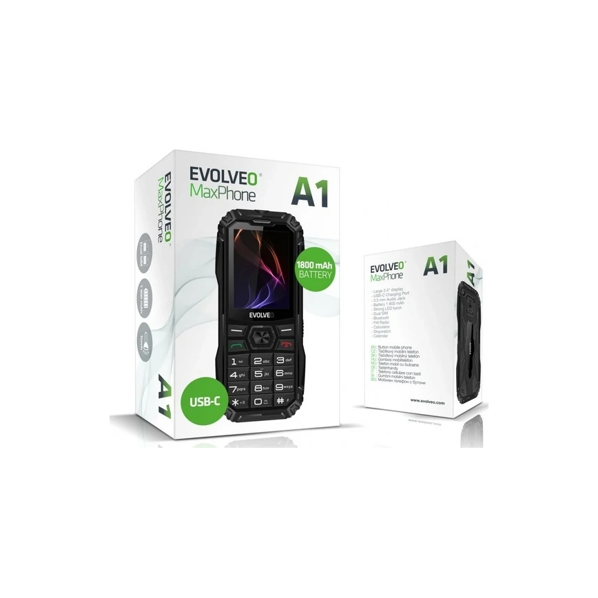 Evolveo - MaxPhone A1, teléfono Dual SIM con teclado físico, color negro