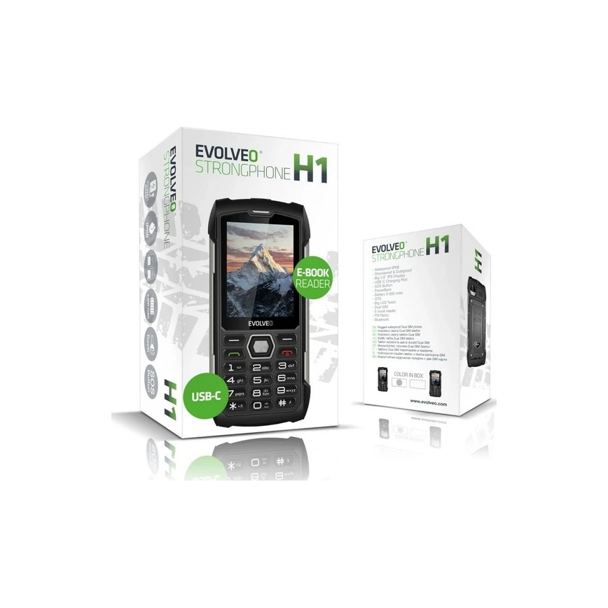 Evolveo - StrongPhone H1, teléfono Dual SIM impermeable, negro/gris