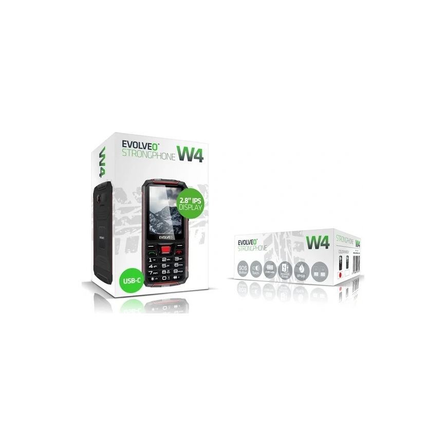 Evolveo - StrongPhone W4, teléfono Dual SIM resistente al agua, negro/rojo
