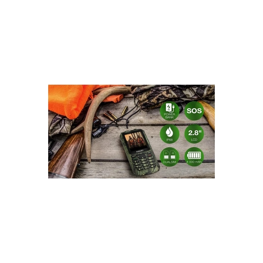 Evolveo - StrongPhone Z6, teléfono resistente al agua Dual SIM, camuflaje de caza