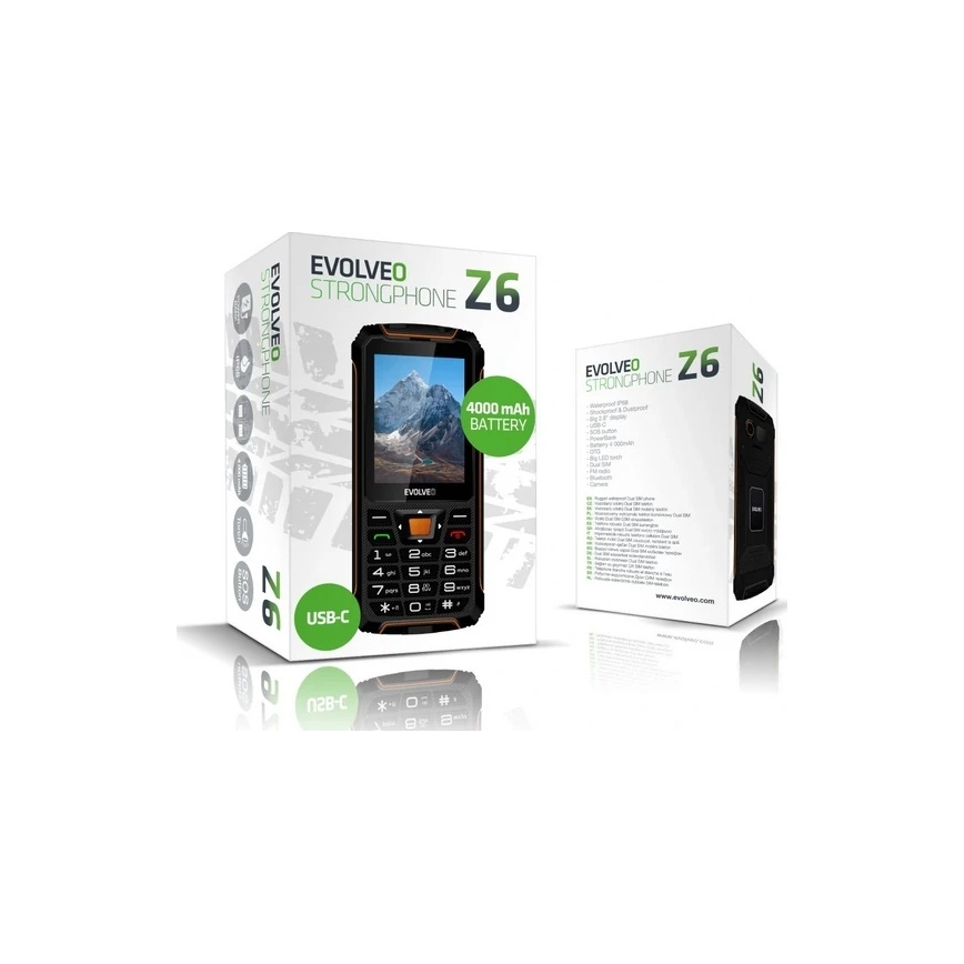Evolveo - StrongPhone Z6, teléfono resistente al agua Dual SIM, negro/naranja