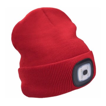 Extol - Gorra con luz frontal y carga USB 300 mAh, roja, talla única