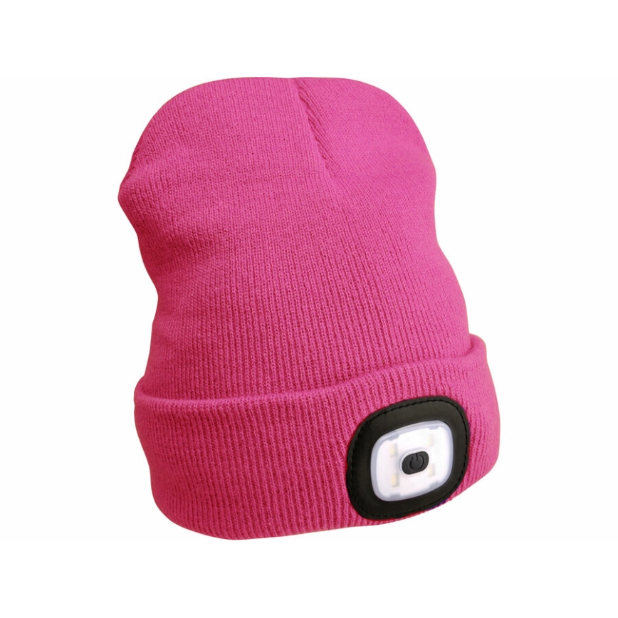 Extol - Gorro con linterna frontal recargable por USB, 300 mAh, gris/rosa, talla única