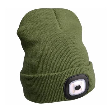 Extol - Gorro con linterna frontal recargable por USB 300 mAh, verde, talla única