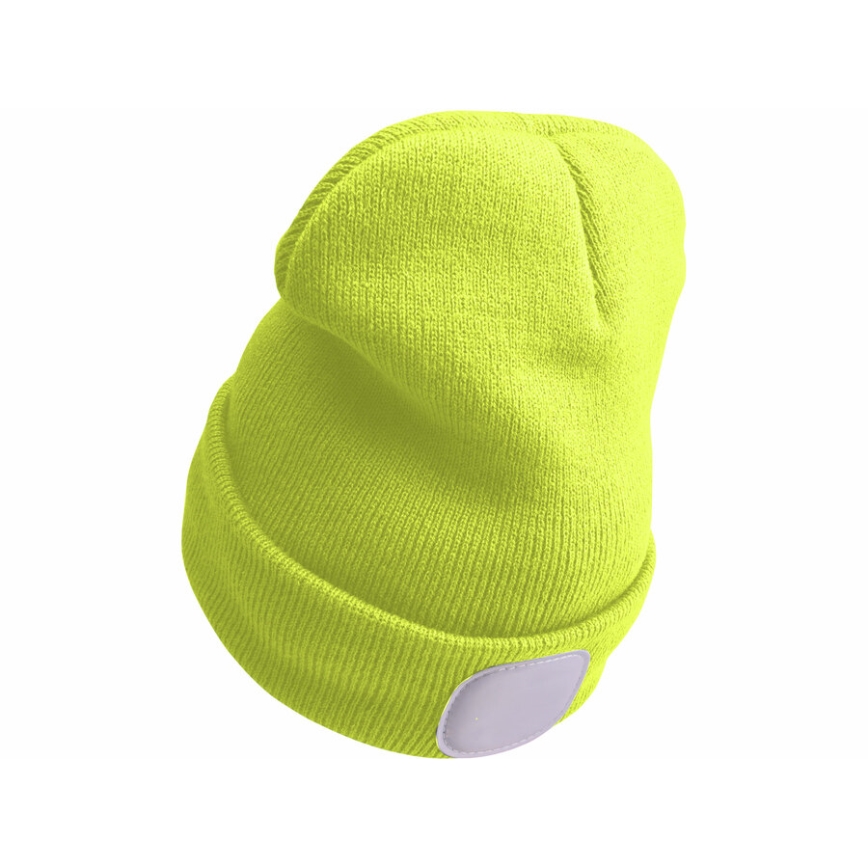 Extol - Gorro con linterna frontal recargable por USB, batería integrada de 300 mAh, amarillo neón, talla única