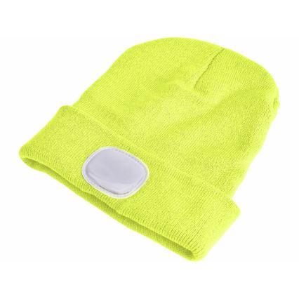 Extol - Gorro con linterna frontal recargable por USB, batería integrada de 300 mAh, amarillo neón, talla única
