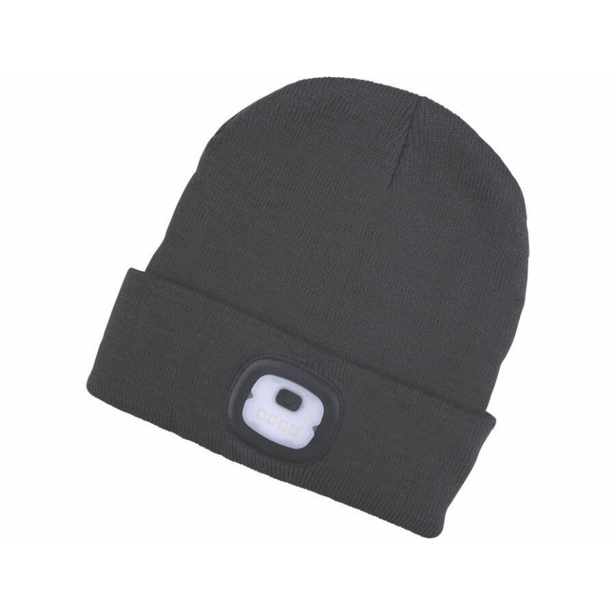 Extol - Gorro con linterna frontal y carga USB 250 mAh, gris oscuro, talla única