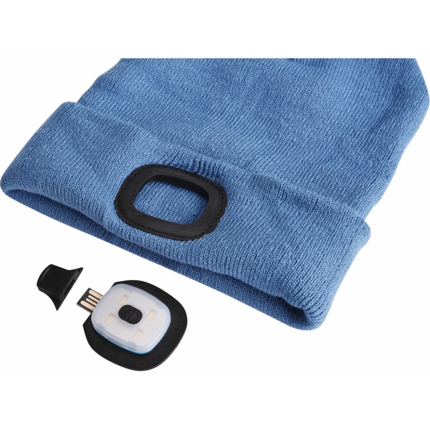 Extol - Gorro con luz frontal recargable por USB 300 mAh, azul, talla única (UNI)