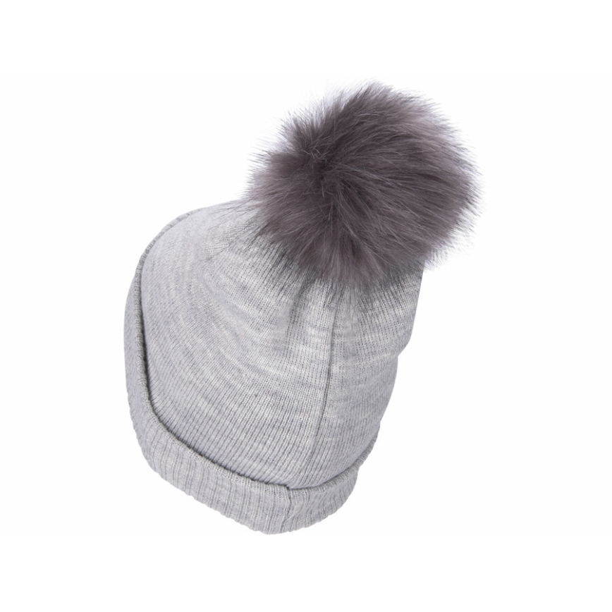 Extol - Gorro con luz frontal recargable por USB (300 mAh), gris con pompón, talla única