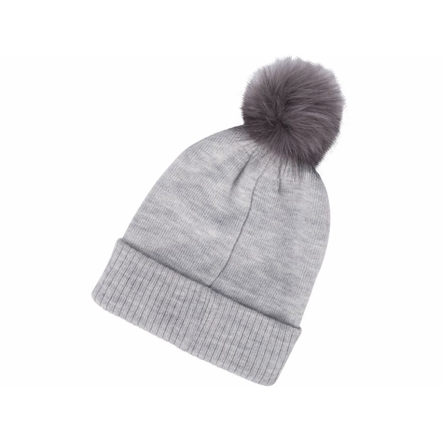 Extol - Gorro con luz frontal recargable por USB (300 mAh), gris con pompón, talla única