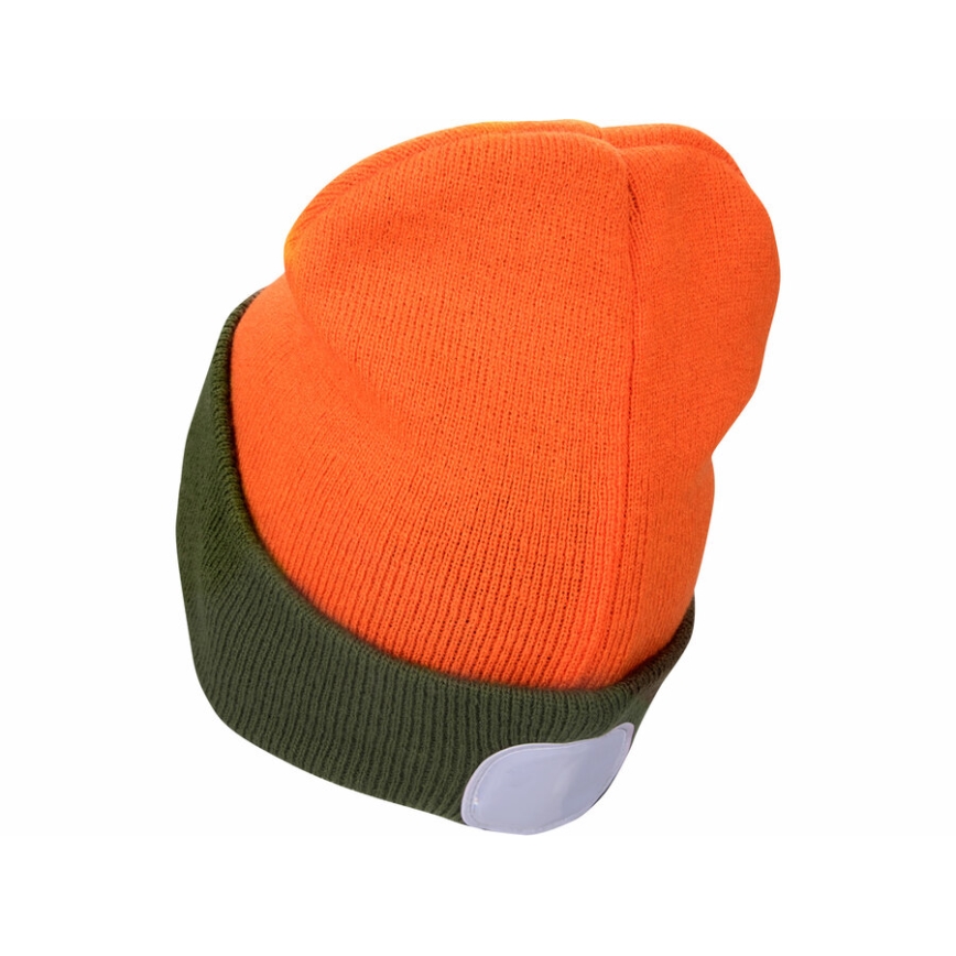 Extol - Gorro con linterna frontal recargable por USB 300 mAh, neón naranja/verde, talla única