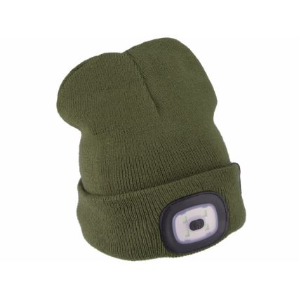 Extol - Gorro con linterna frontal recargable por USB 300 mAh, neón naranja/verde, talla única