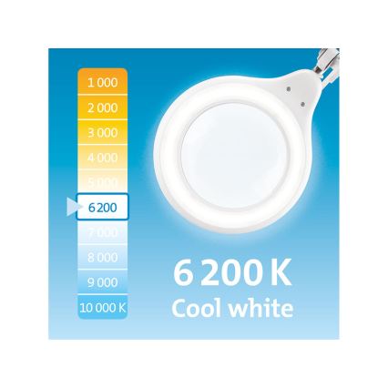 Extol - lámpara de sobremesa LED regulable con lupa LED/10W/230V blanca