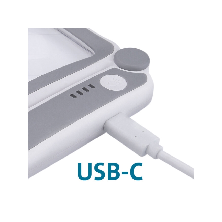 Extol - Lupa plegable recargable con luz LED regulable, batería 650 mAh, blanca/gris
