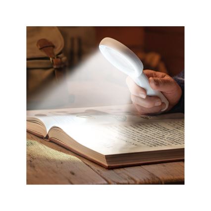 Extol - Lupa recargable con luz LED regulable/650 mAh blanca/gris